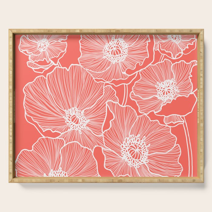 Coral Poppies Serving Tray Gallery Image 1