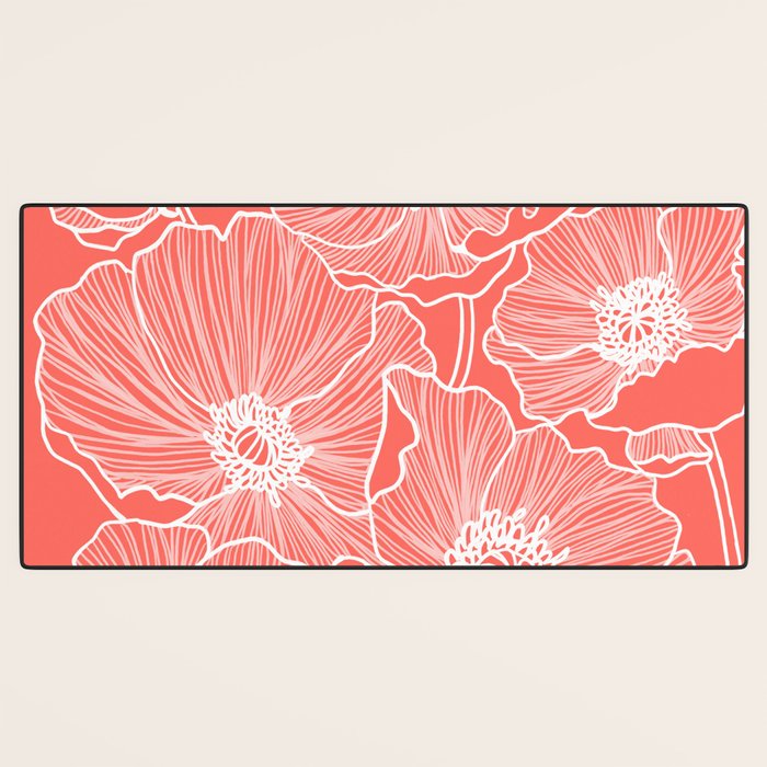 Coral Poppies Desk Mat Gallery Image 3