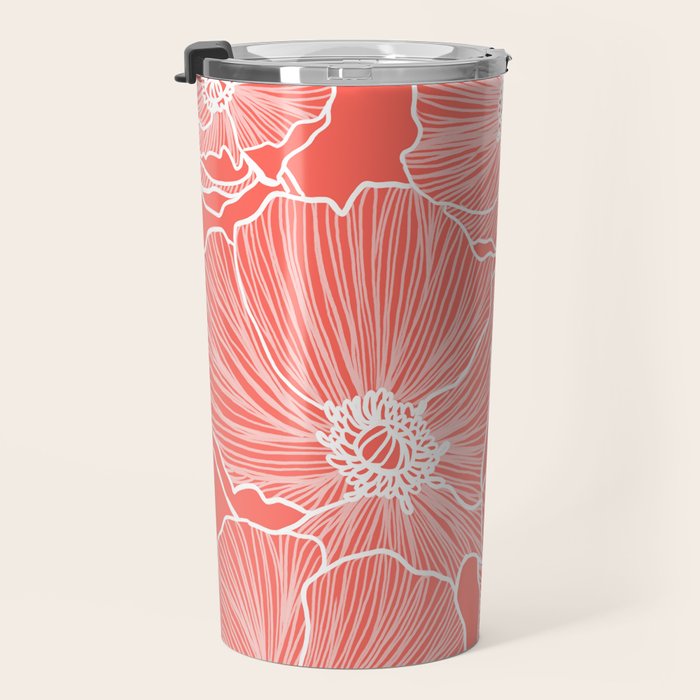 Coral Poppies Travel Mug Gallery Image 3