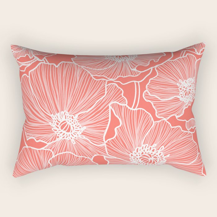 Coral Poppies Rectangular Pillow Gallery Image 2