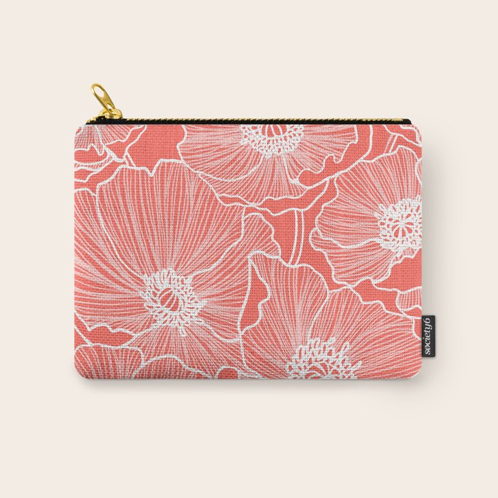 Coral Poppies Carry All Pouch Gallery Image 1