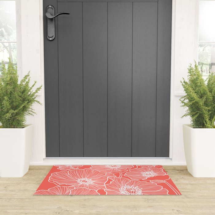 Coral Poppies Welcome Mat Gallery Image 3