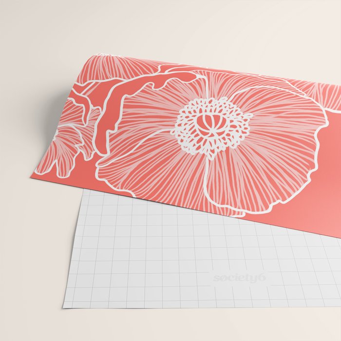 Coral Poppies Wrapping Paper Gallery Image 2