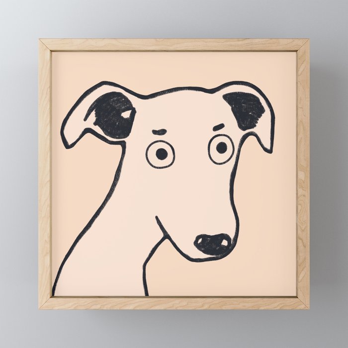 Archie the greyhound on cream Mini Art Print Gallery Image 1