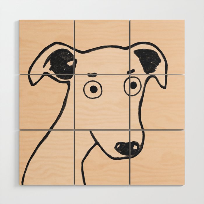 Archie the greyhound on cream Wood Wall Art Gallery Image 1