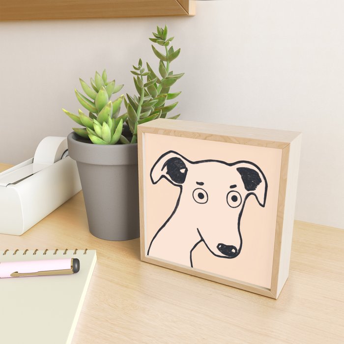 Archie the greyhound on cream Mini Art Print Gallery Image 2