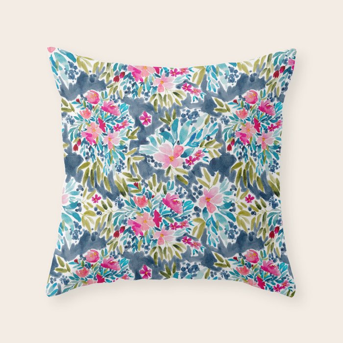 Aria - Blue Throw Pillow Gallery Image 1