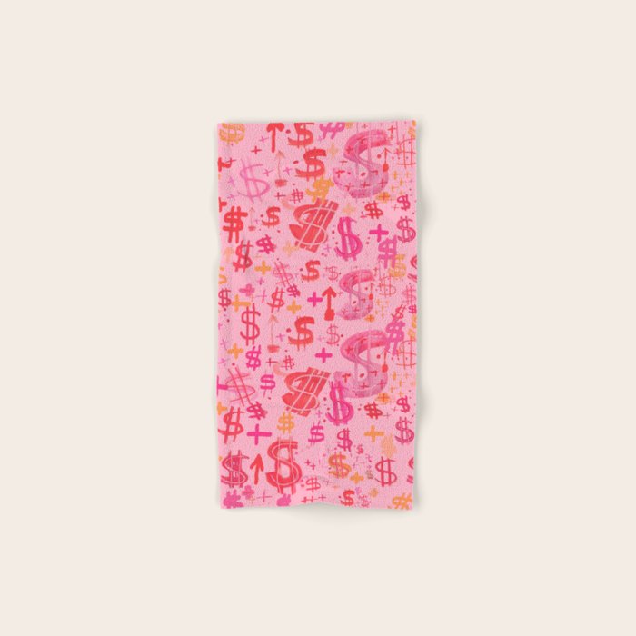 Pink Dollar Signs Bath Towel Gallery Image 1