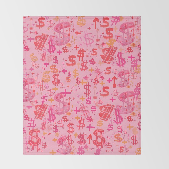 Pink Dollar Signs Throw Blanket Gallery Image 2