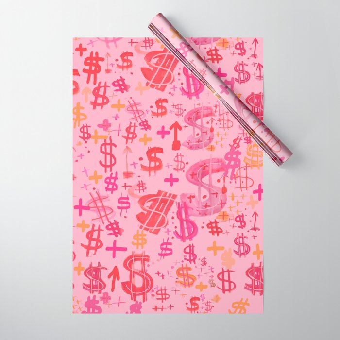 Pink Dollar Signs Wrapping Paper Gallery Image 1