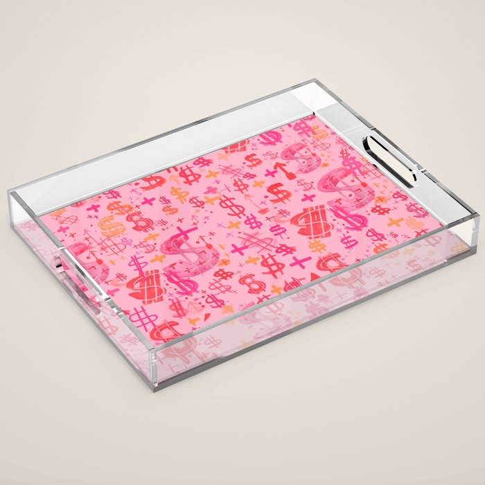Pink Dollar Signs Acrylic Tray Gallery Image 1
