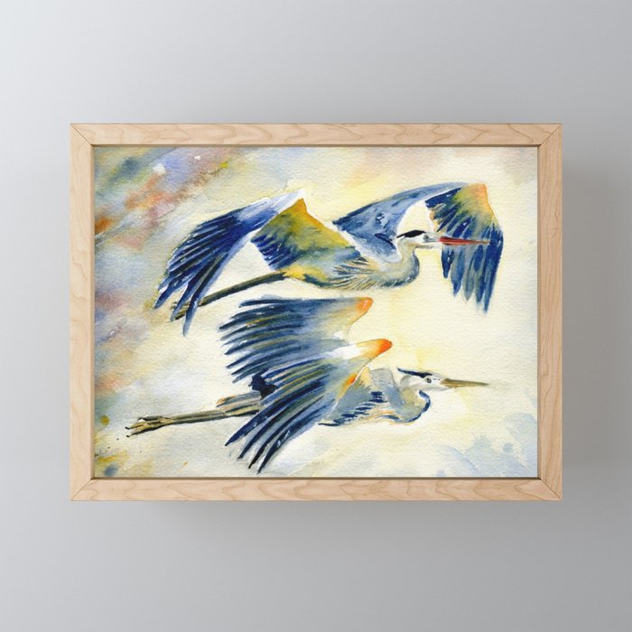 Flying Together - Great Blue Heron Mini Art Print Gallery Image 1