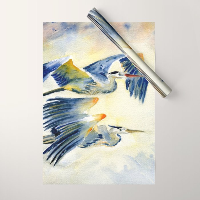 Flying Together - Great Blue Heron Wrapping Paper Gallery Image 1