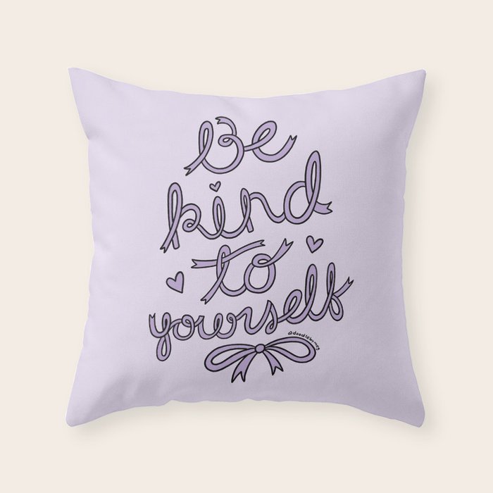 Be Kind to Yourself in Purple Throw Pillow Gallery Image 1