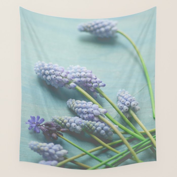 Blue Flowers Wall Tapestry Gallery Image 1