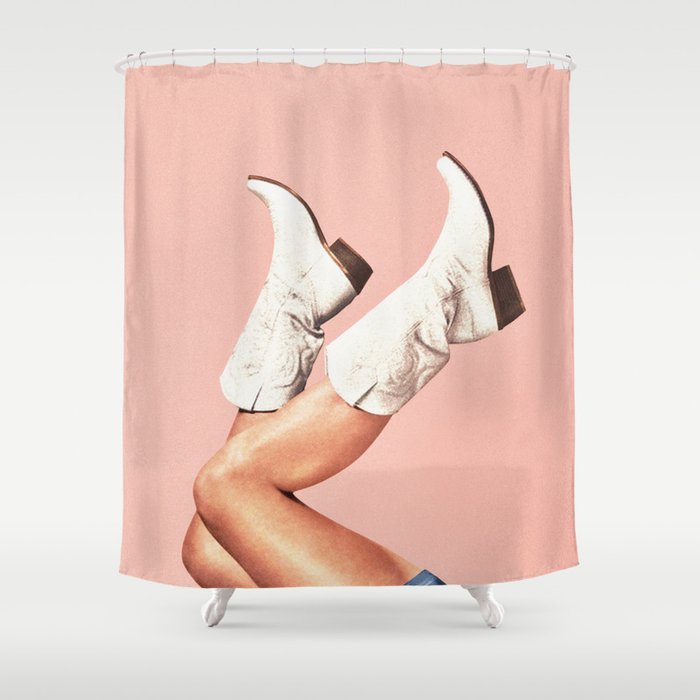 These Boots - Peach / Pink Shower Curtain Gallery Image 1