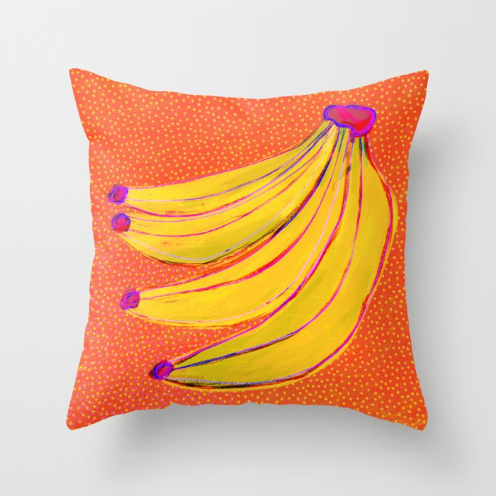 Bananas Bunch Throw Pillow