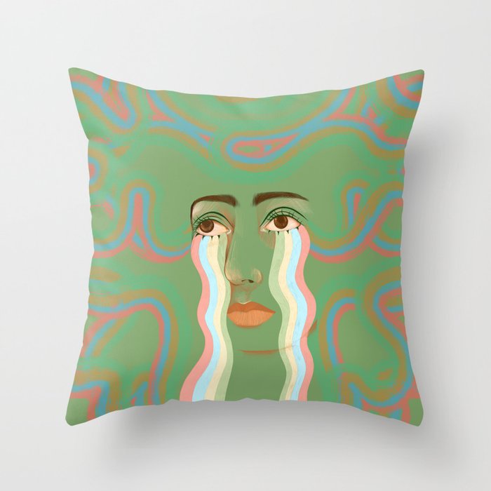 Crying Rainbow River  Throw Pillow Gallery Image 6