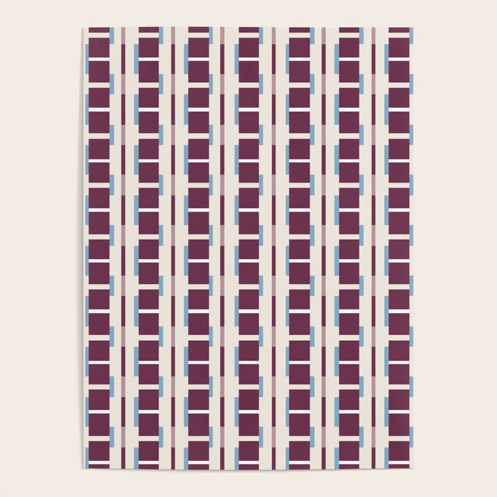 Burgundy Grid Elegance Poster Gallery Image 4