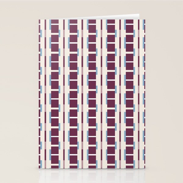 Burgundy Grid Elegance Stationery Card Gallery Image 1