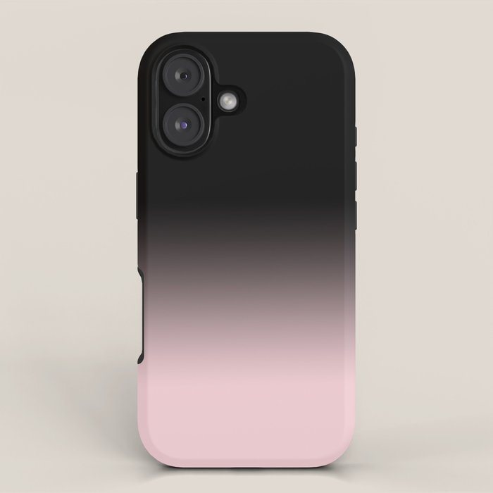 Modern abstract elegant black blush pink gradient pattern iPhone Case Gallery Image 1