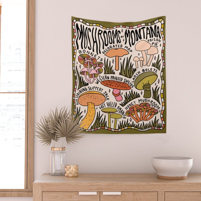 Mushrooms of Montana Wall Tapestry Gallery Image 2