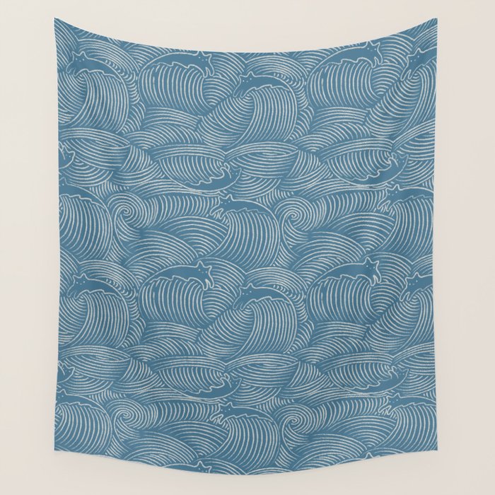 Cat Waves Pattern 2 Wall Tapestry Gallery Image 4