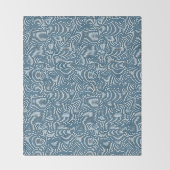 Cat Waves Pattern 2 Throw Blanket Gallery Image 2