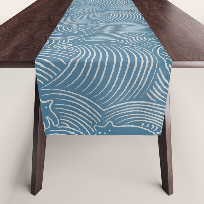 Cat Waves Pattern 2 Table Runner Gallery Image 1
