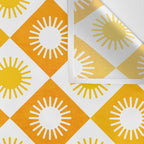 Retro Checkered Yellow Sun Pattern Wall Tapestry Gallery Image 3