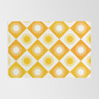 Retro Checkered Yellow Sun Pattern Rug Gallery Image 2