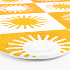 Retro Checkered Yellow Sun Pattern Bath Mat Gallery Image 3