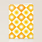 Retro Checkered Yellow Sun Pattern Stationery Card Gallery Image 2
