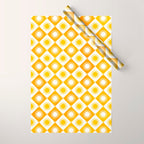 Retro Checkered Yellow Sun Pattern Wrapping Paper Gallery Image 1