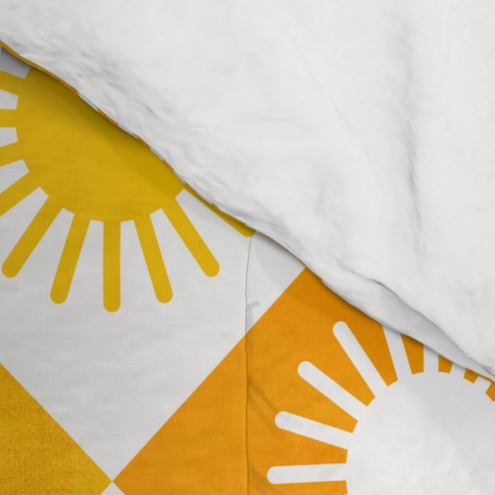 Retro Checkered Yellow Sun Pattern Comforter Gallery Image 4