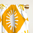 Retro Checkered Yellow Sun Pattern Window Curtain Gallery Image 2