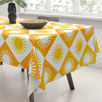Retro Checkered Yellow Sun Pattern Tablecloth Gallery Image 3