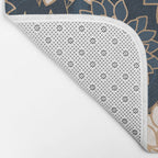 Floral Aesthetic in Navy, Blue, Ivory and Gold Bath Mat Gallery Image 2