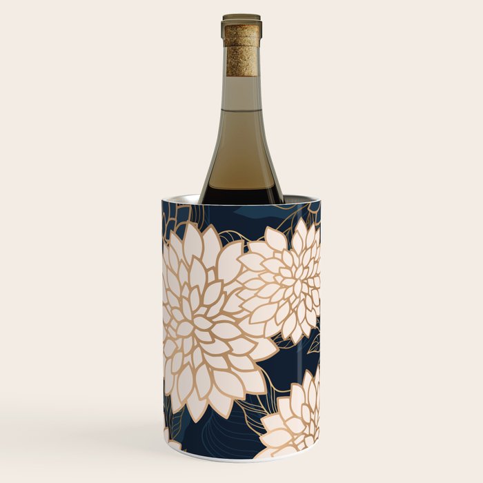 Floral Aesthetic in Navy, Blue, Ivory and Gold Wine Chiller Gallery Image 3
