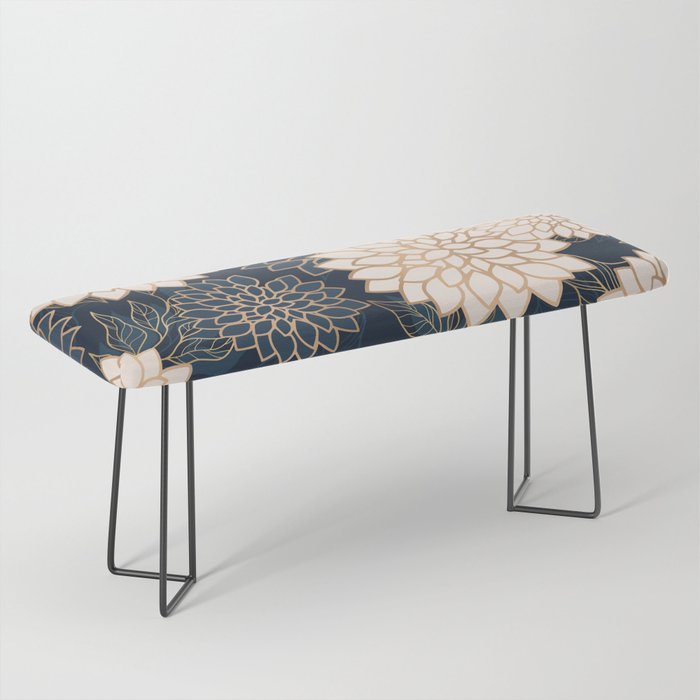 Floral Aesthetic in Navy, Blue, Ivory and Gold Bench Gallery Image 1