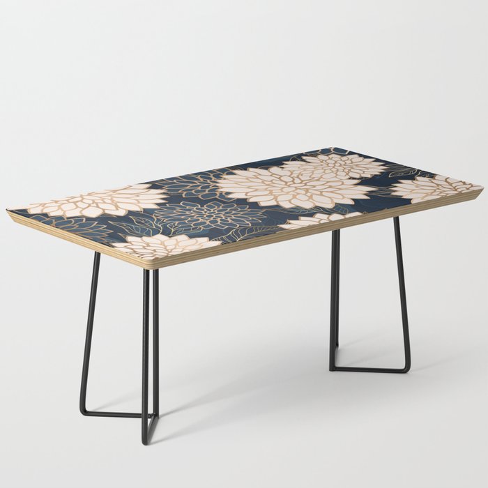 Floral Aesthetic in Navy, Blue, Ivory and Gold Coffee Table Gallery Image 1