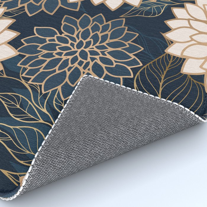 Floral Aesthetic in Navy, Blue, Ivory and Gold Rug Gallery Image 4