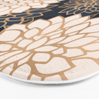 Floral Aesthetic in Navy, Blue, Ivory and Gold Bath Mat Gallery Image 3
