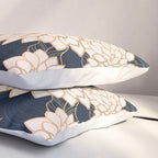 Floral Aesthetic in Navy, Blue, Ivory and Gold Pillow Sham Gallery Image 3