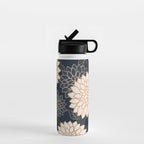 Floral Aesthetic in Navy, Blue, Ivory and Gold Water Bottle Gallery Image 1