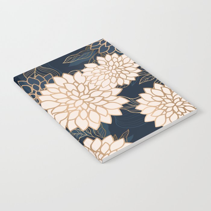 Floral Aesthetic in Navy, Blue, Ivory and Gold Notebook Gallery Image 1