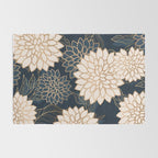 Floral Aesthetic in Navy, Blue, Ivory and Gold Rug Gallery Image 2