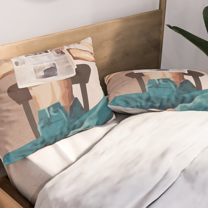 Woman Reading Newspaper Pillow Sham Gallery Image 2