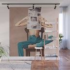 Woman Reading Newspaper Wall Mural Gallery Image 1
