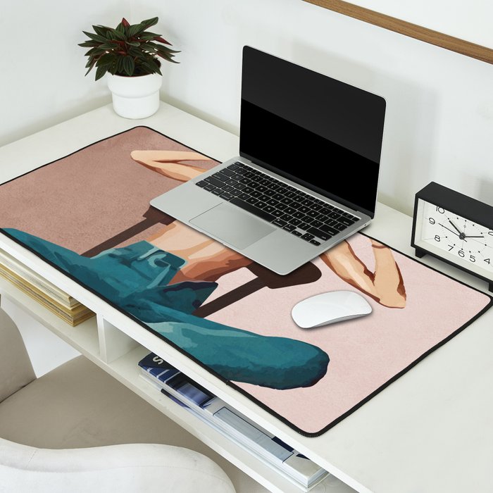 Woman Reading Newspaper Desk Mat Gallery Image 2